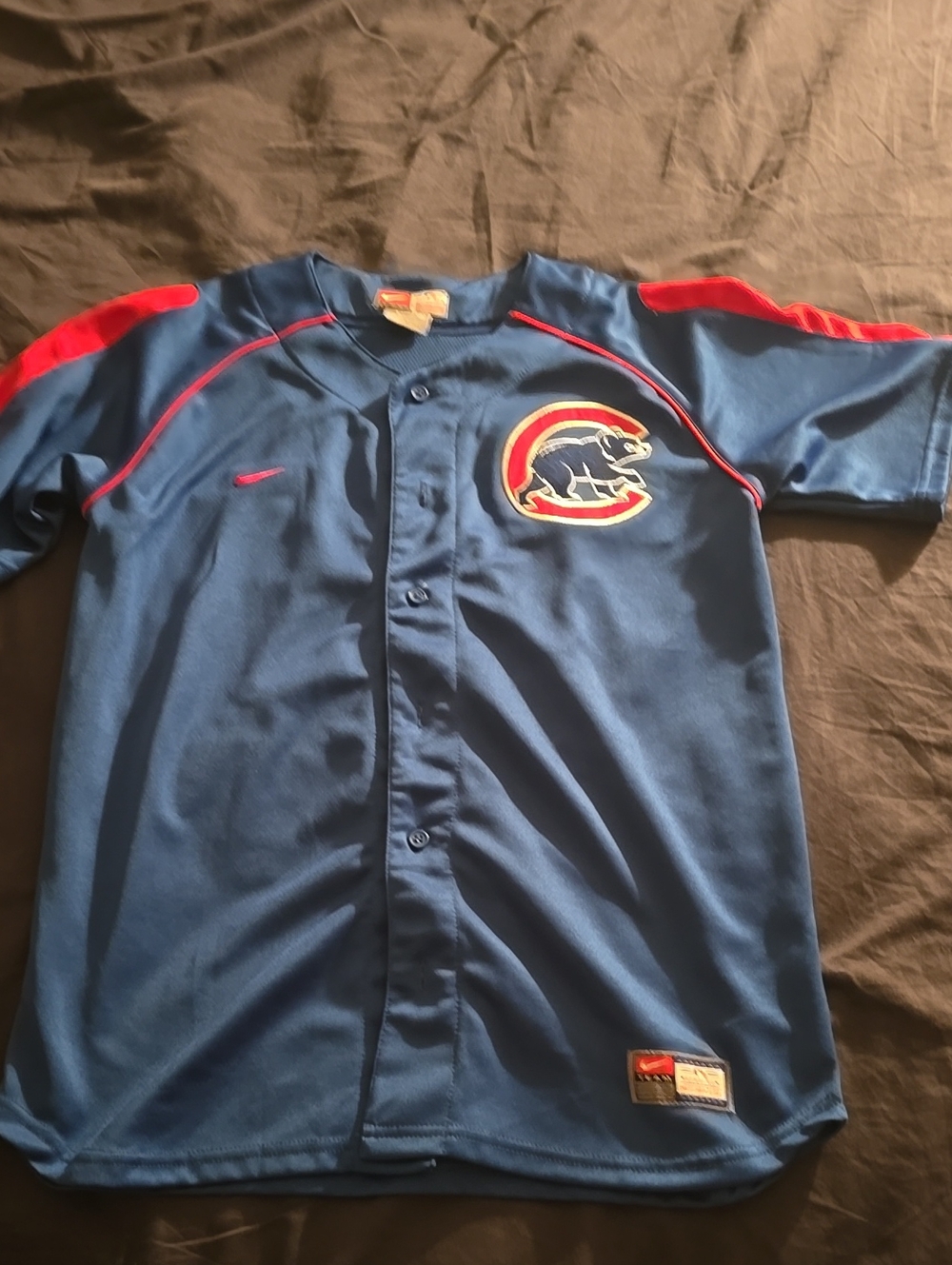 Nike MLB Blue and Red Cubs Youth Baseball Jersey